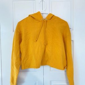 Divided Yellow Cropped Hoodie